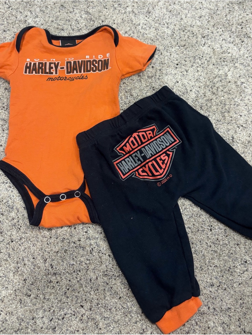 Harley-Davidson Orange and Black Infant Outfit